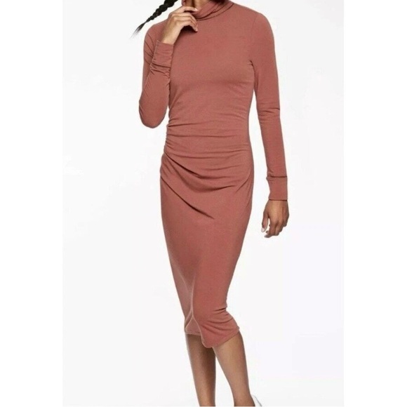 Athleta Havana Brown Turtleneck Knit Dress Size Small - Picture 6 of 6